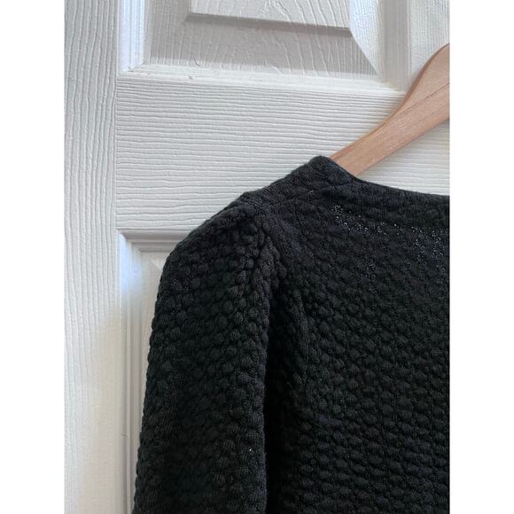 Madeleine Thompson Black Wool Blend Ruched Shoulder Long Sleeve Cardigan Small - Picture 5 of 11